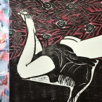 TO FIND LOST TIME 40x90cm Woodcut and Serigraphy on Chin Colle 2011